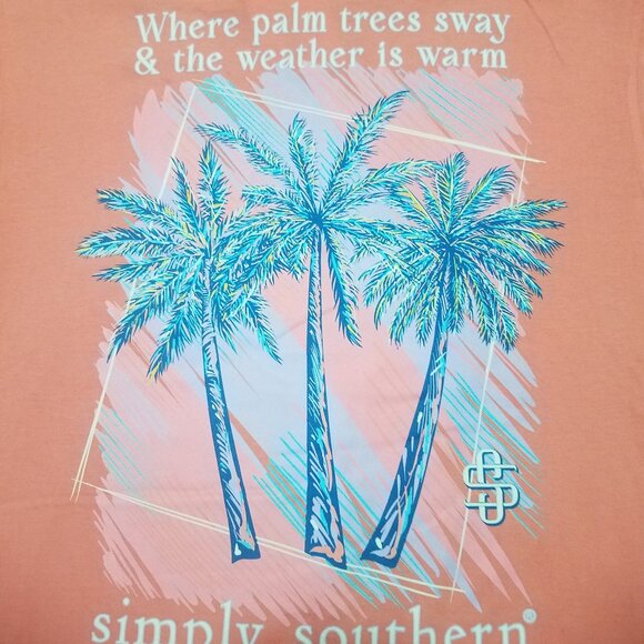 Palm Cocktail “Where the Palm Trees Sway” Shirt Simply Southern NWT Last 1! - Picture 2 of 3